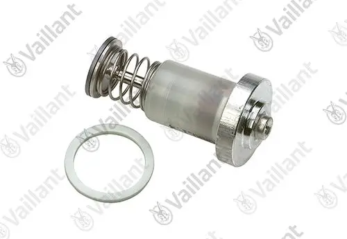 Vaillant Haltemagnet mit Transparentelement, Feder und Metallgehäuse, auf weißem Hintergrund dargestellt.